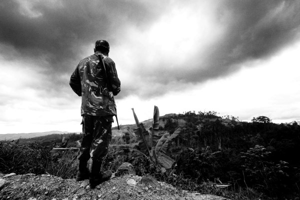 A soldier in the Special Citizens Armed Auxiliary
