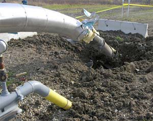 A natural gas site near Dawson Creek, B.C., damaged by a blast on December 3, 2008. Photo credit: RCMP.