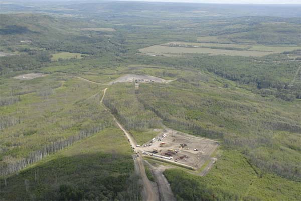 Site of two bombings of EnCana natural gas facilities near Dawson Creek, B.C., one on July 1, 2009, the second on July 4. Police are still seeking a suspect. Photo credit: RCMP.
