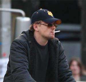 Leonardo Di Caprio enjoyng an e-cigarette in March 2009. The electronic cigarettes are touted as a quitting aid.