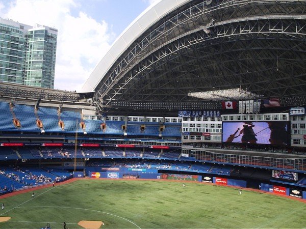 Toronto's Rogers Centre (formerly Skydome), built with public funds and later sold off to private business for a pittance. A major league sports team is often assumed to be more economically stimulating than actual results attest. Creative Commons photo by Mike Babcock.