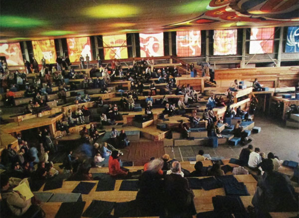 Interior of one of the Habitat ’76 hangars. Image courtesy Lindsay Brown.