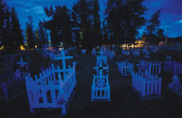 The cemetery in Fort Chipewyan. Hundreds of residents have died of unexplained cancers. The cemetery in Fort Chipewyan. Hundreds of residents have died of unexplained cancers.