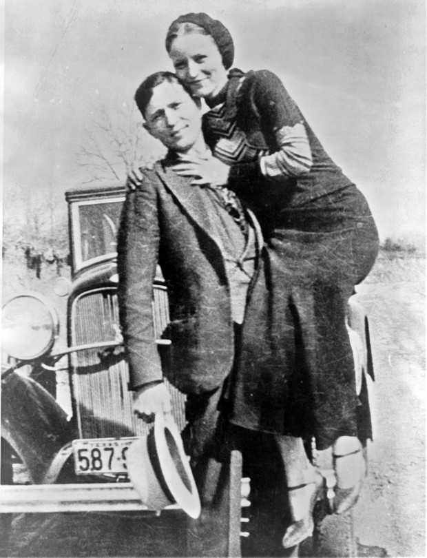 Bonnie and Clyde with their car, 1933 Bonnie and Clyde with their car, 1933
