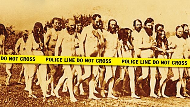 Doukhobors stage a mass nude protest in Langham, Saskatchewan, in 1903. Doukhobors stage a mass nude protest in Langham, Saskatchewan, in 1903.
