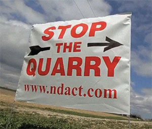 Sign for the North Dufferin Agricultural and Community Task Force protesting the Melancthon Quarry. Photo courtesy NDACT. Sign for the North Dufferin Agricultural and Community Task Force protesting the Melancthon Quarry. Photo courtesy NDACT.