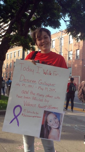 Natalie Wright honouring the memory of Desiree Gallagher.
